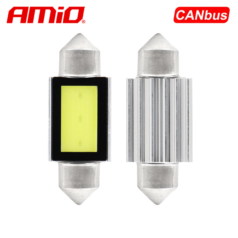 LLAMPA LED CANBUS AMiO AM-01639 COB3 C5W C10W 36mm 12V Te bardha