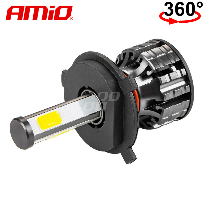 LLAMPA LED AMiO H4 COB-Series 360° AM-02843 +170% 12-24V 38W 6500K SET