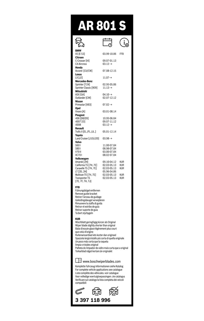 FSHIRESE XHAMI BOSCH AEROTWIN RETROFIT AR-550-S (3 397 118 906) LAND ROVER DISCOVERY IV (L319) 55+53cm SET
