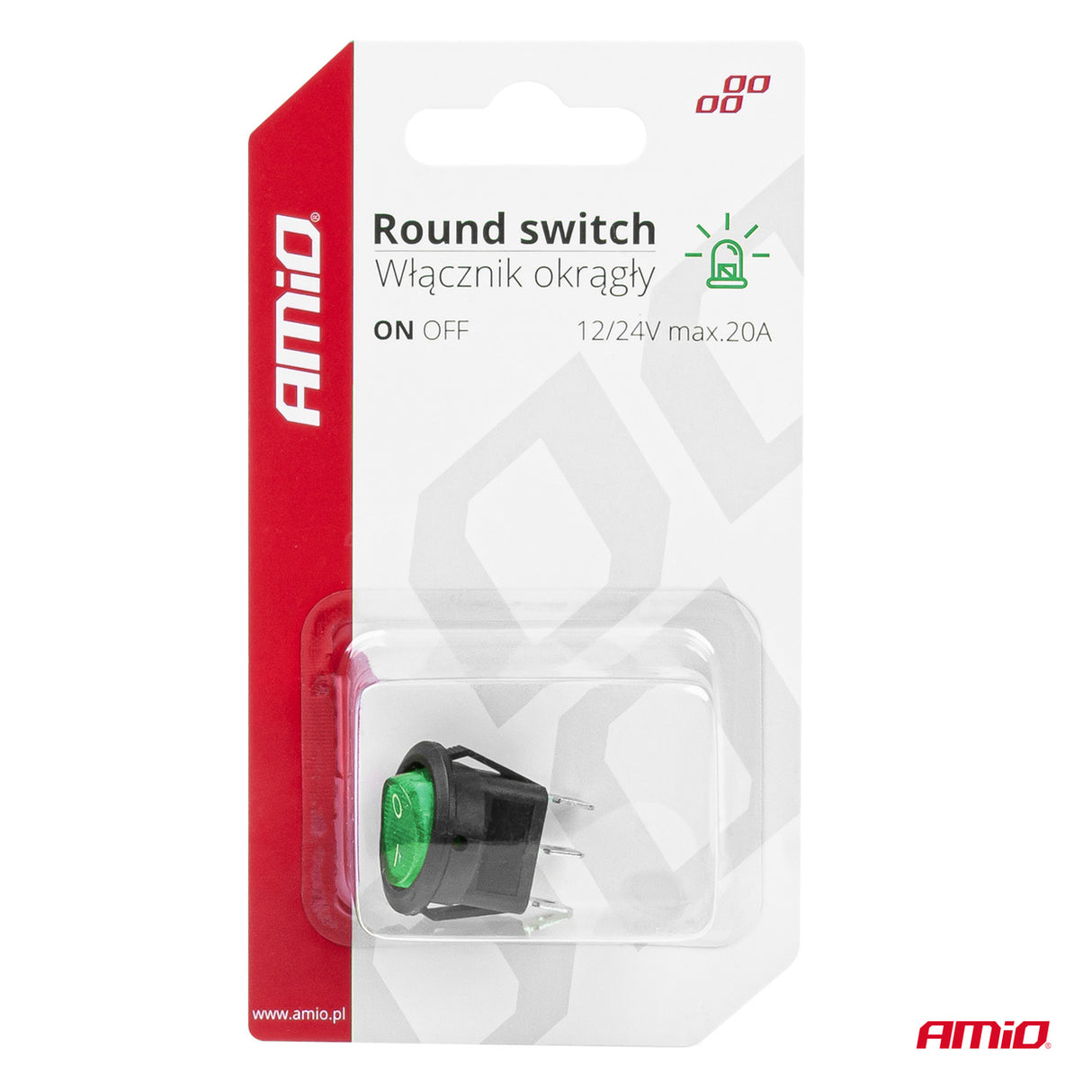 CELES ELEKTRIK ON-OFF AM-03084 12V-24V 20A GREEN LIGHT Round Switch