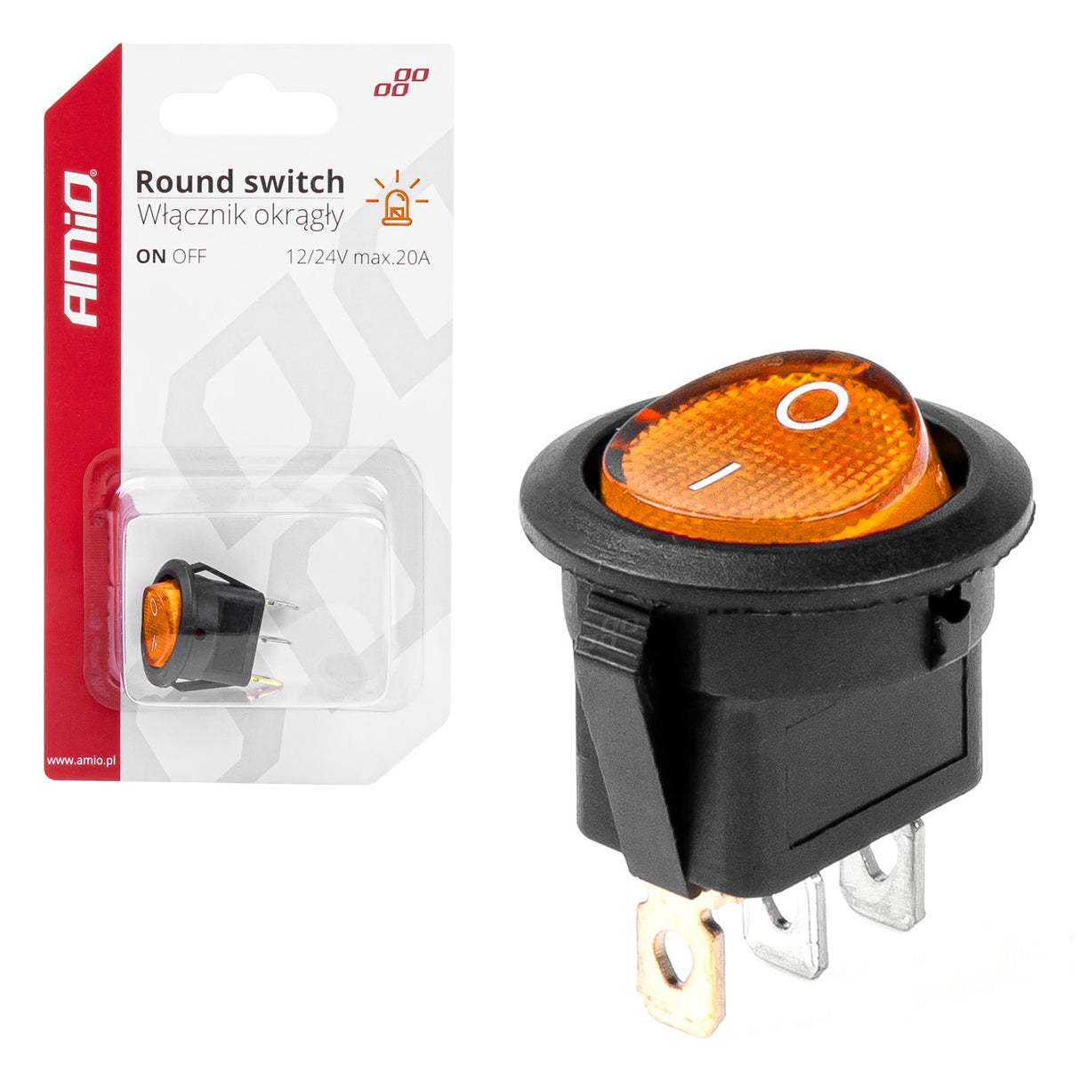 CELES ELEKTRIK ON-OFF AM-03085 12V-24V 20A YELLOW LIGHT Round Switch