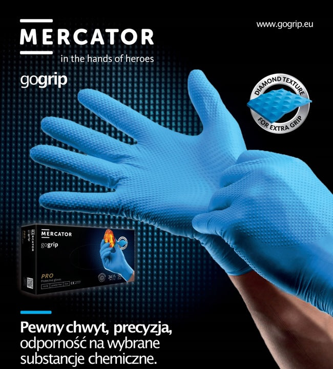 DOREZA NITRILI AM-20311-Mercator GO-GRIP BLACK (MASA: L) 50 COPE