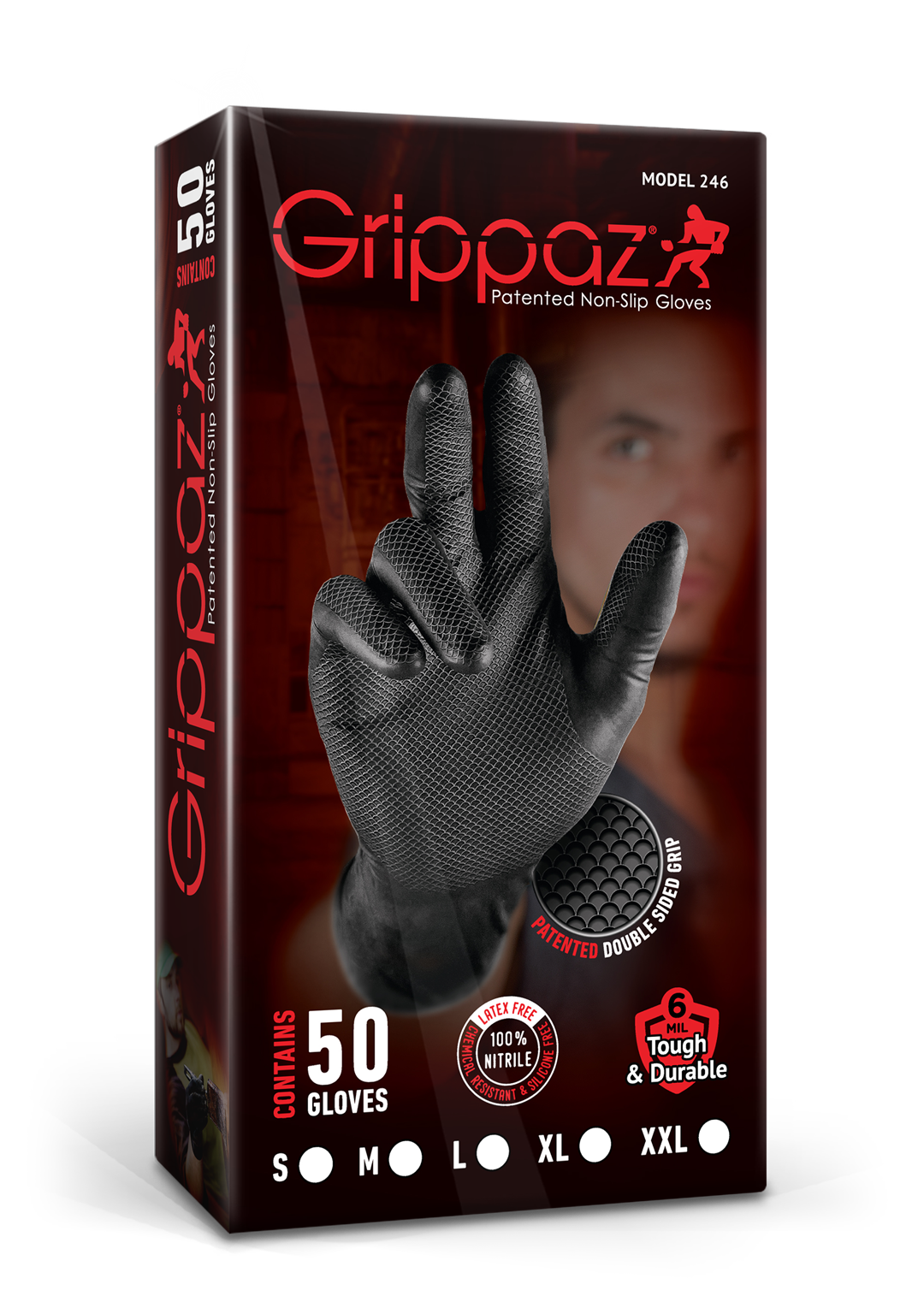 DOREZA NITRILI MT-GLV-GRP-B-M GRIPPAZ-BLACK (MASA:M) 50 COPE