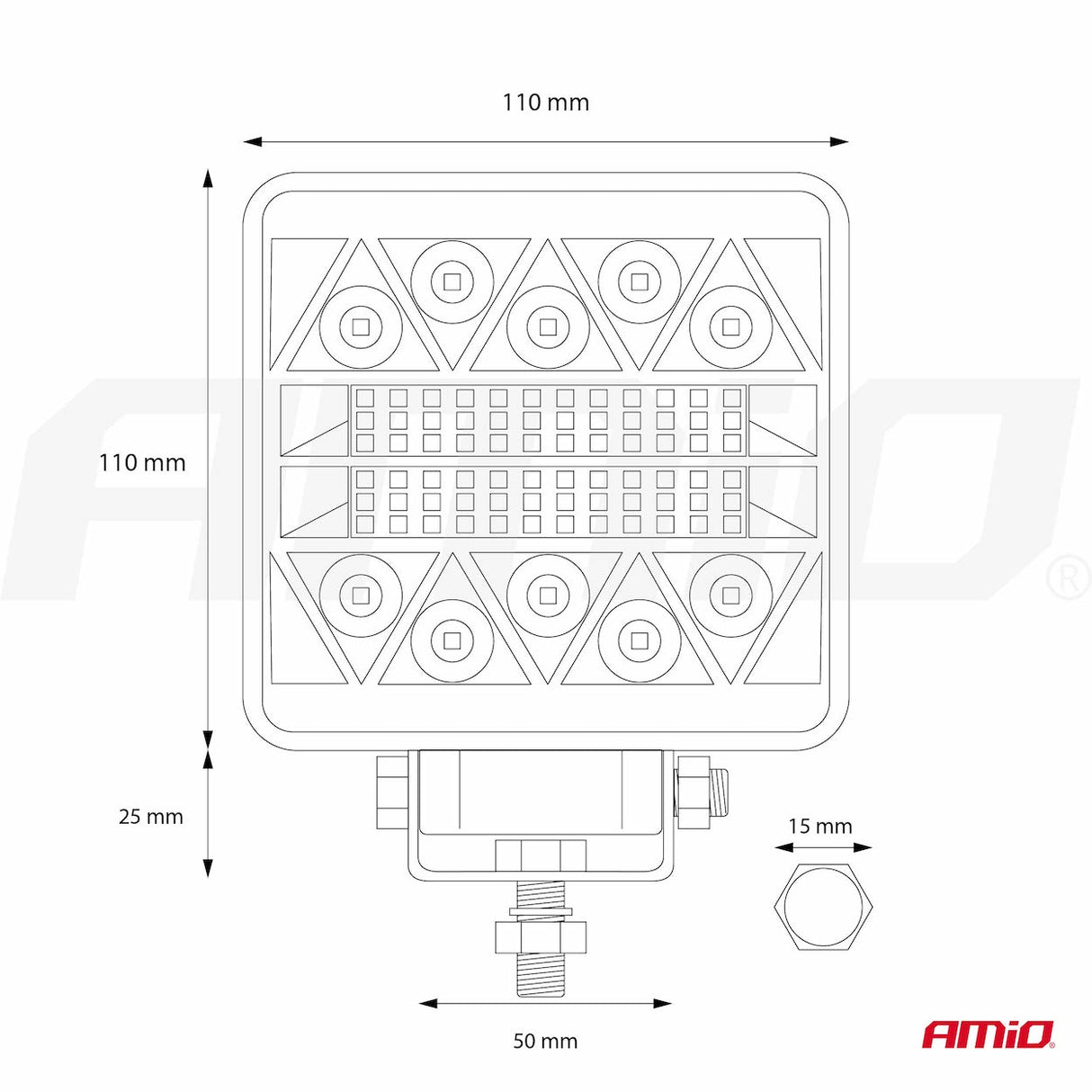 FENERE LED AMiO AM-02429 9-36V 26 LED COMBO (AWL-15) 110x110 mm 1 COPE