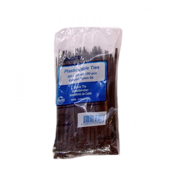FASHETA PLASTIKE 200 mm x 4.8 mm Black 100 COPE