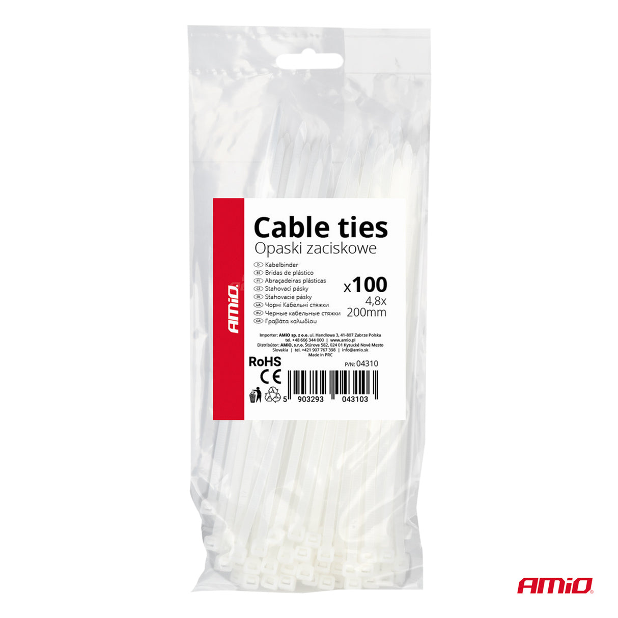 FASHETA PLASTIKE 4.8x200 mm AM-04310 TE BARDHA 100 COPE