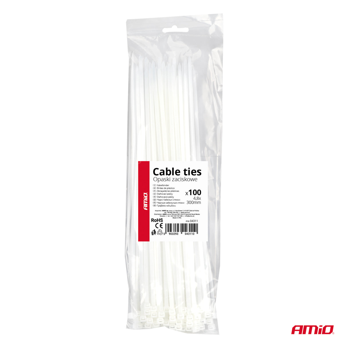 FASHETA PLASTIKE 4.8x300 mm AM-04311 TE BARDHA 100 COPE