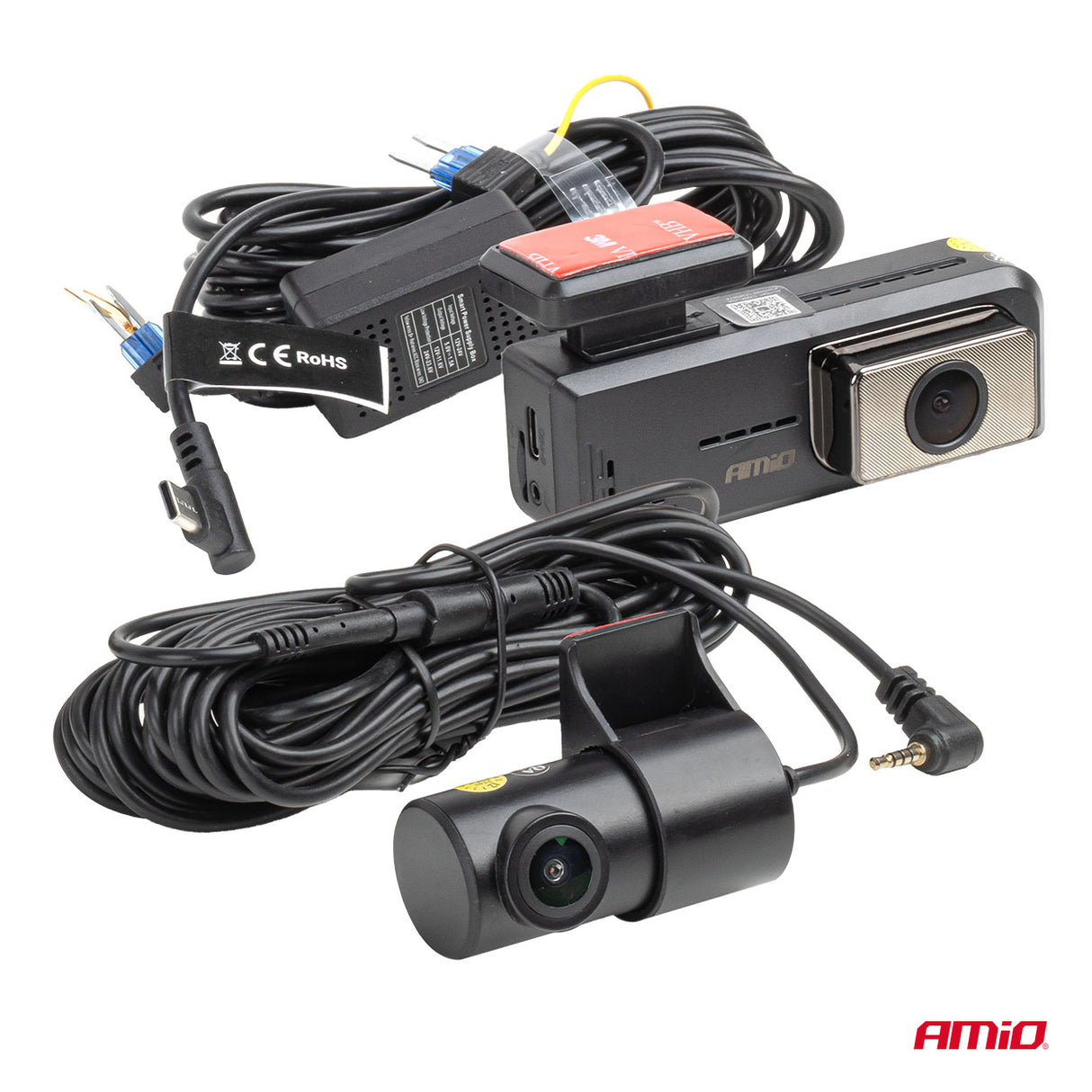 KAMERA AMIO AM-04800 12V DUAL DASH CAMERA 2K+1K WLAN (Front+Rear) 2" LCD DISPLAY 2.4GHz Wi-Fi FULL HD