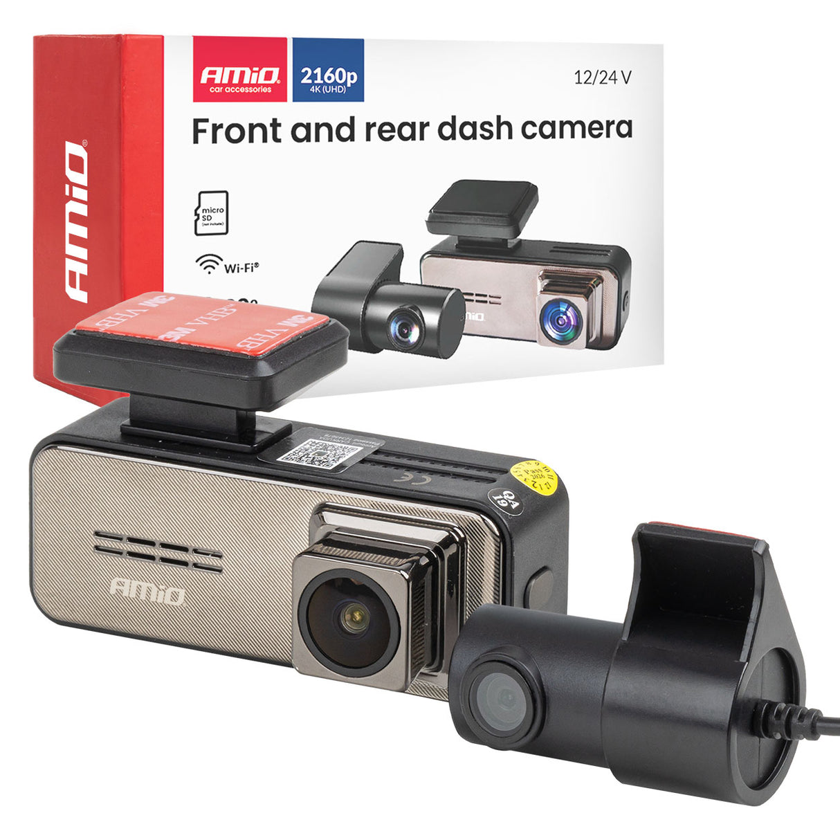 KAMERA AMIO AM-04801 12/24V DUAL DASH CAMERA 4K+2K WLAN (Front+Rear) 3.2" LCD DISPLAY 2.4GHz Wi-Fi ULTRA HD