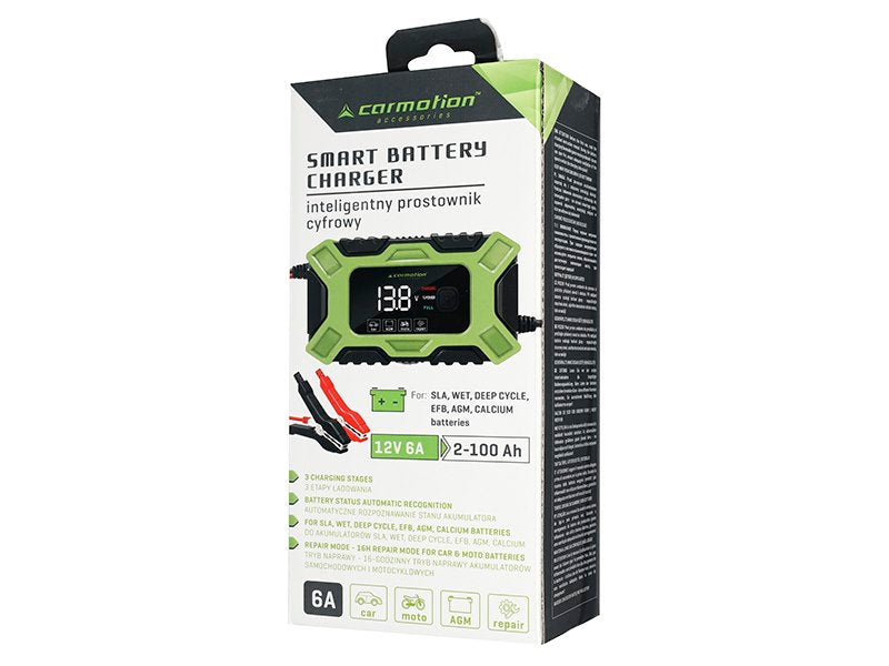 KARIKUES BATERIE CM-58691 SMART BATERY CHARGER 6A 12V (SLA/ WET/ DEEP/ CYCLE/ EFB/ AGM/ CALCIUM-batteries supported)
