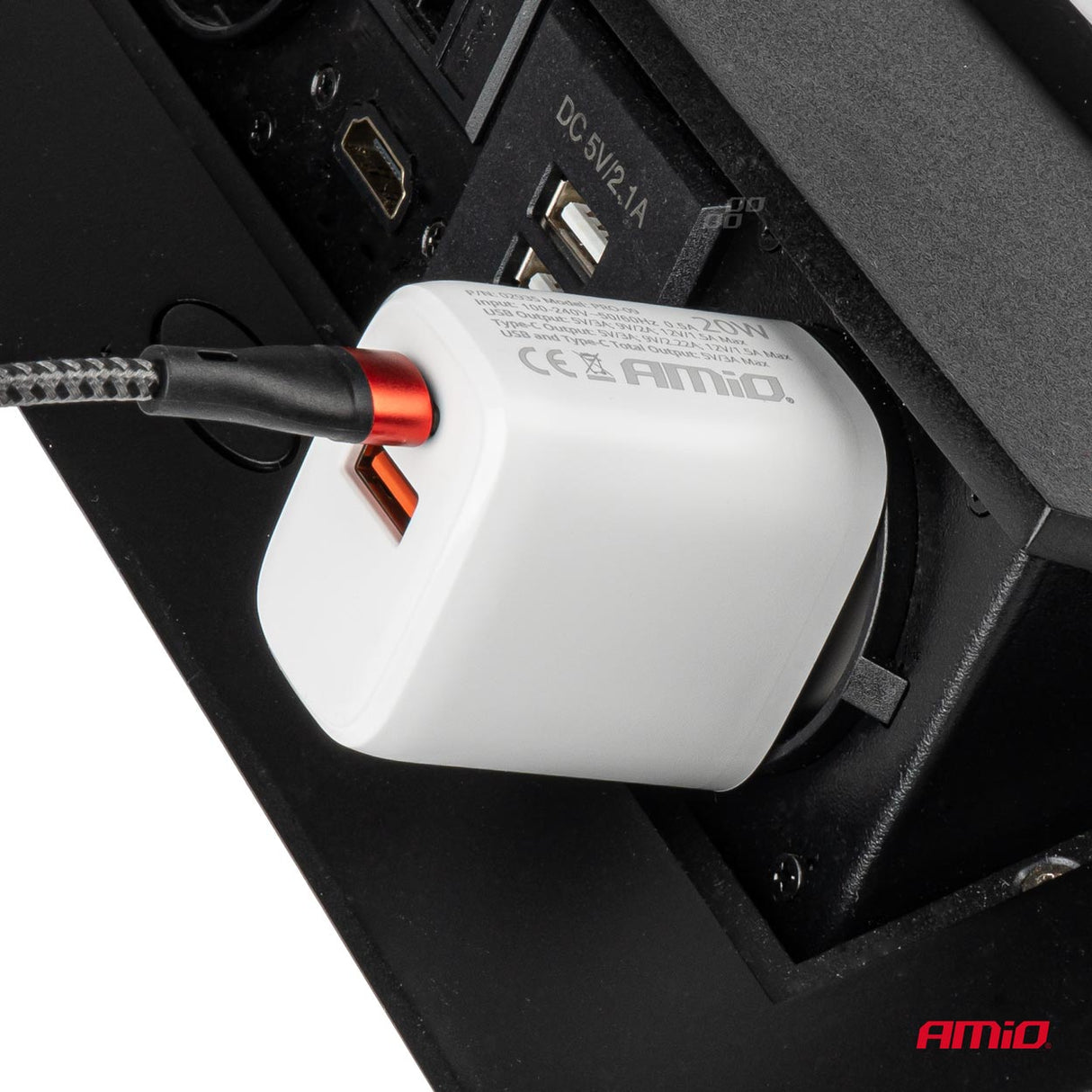 KARIKUES CELULARI AM-02935 1xUSB-A+1xUSB-C 20W DC100-240V QUICK CHARGE (CE RoHS)