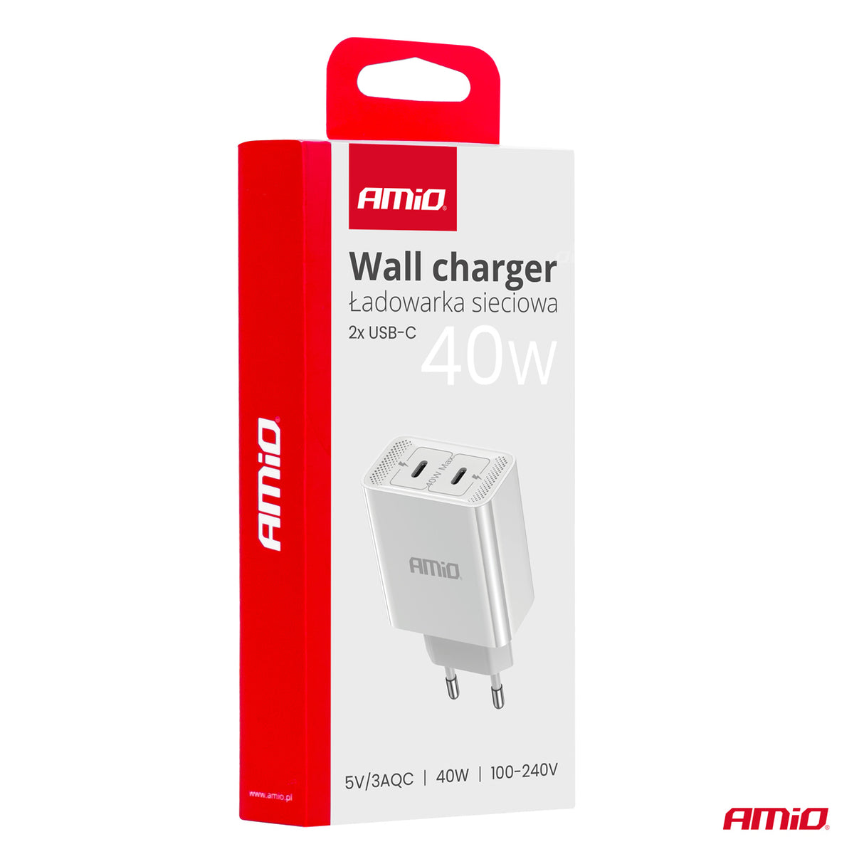 KARIKUES CELULARI AM-03892 2xUSB-C 40W DC100-240V QUICK CHARGE (CE RoHS)