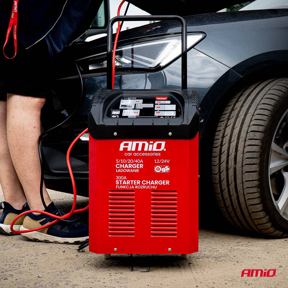 KARIKUES DHE STARTER BATERIE AMIO AM-04500 12/24V 20-600Ah (Jump starter Max 300A)