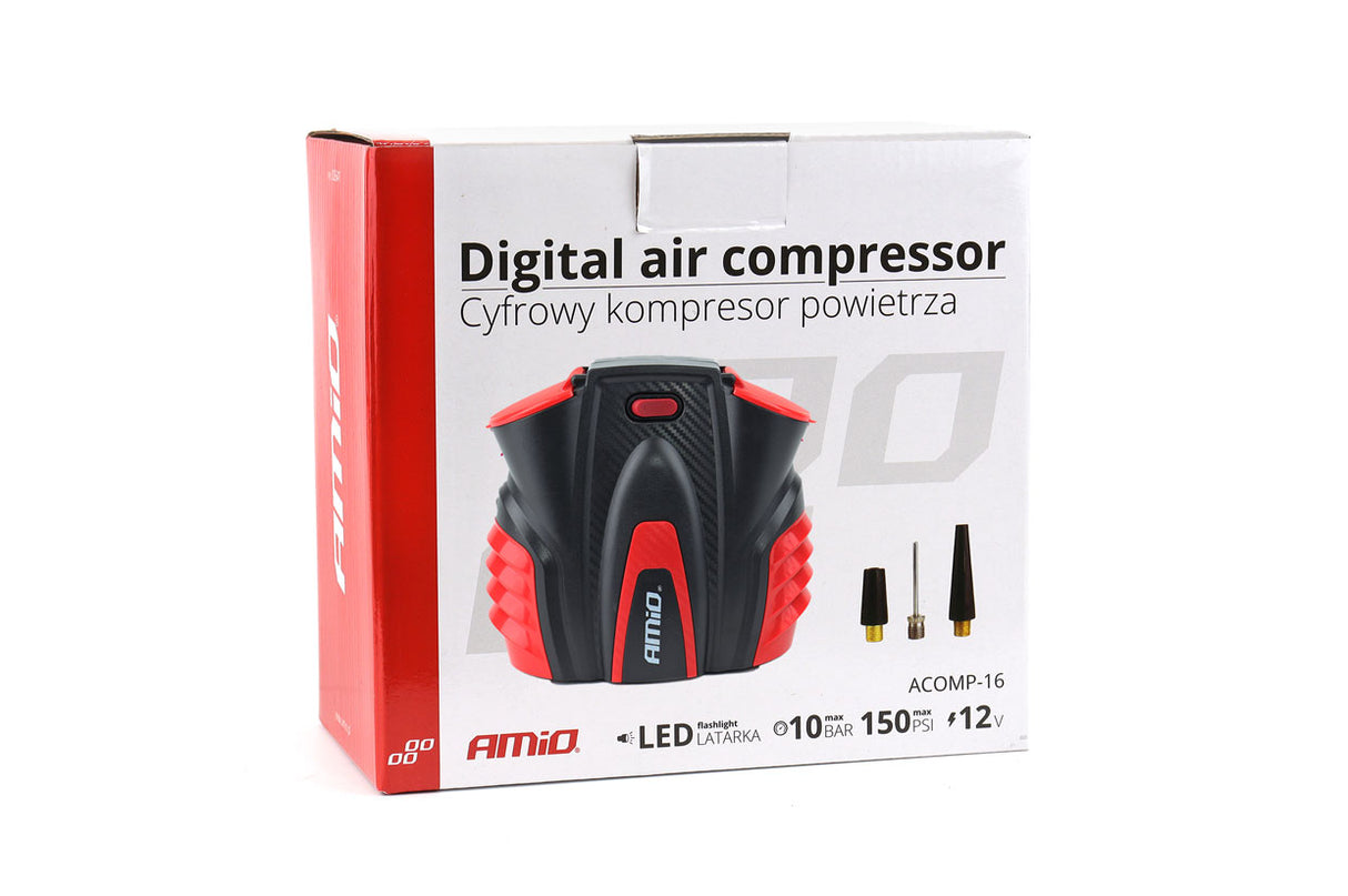 KOMPRESOR AJRI AMiO AM-02641 12V 150PSI 10bar (ACOMP-16) Ekran Dixhital + LED