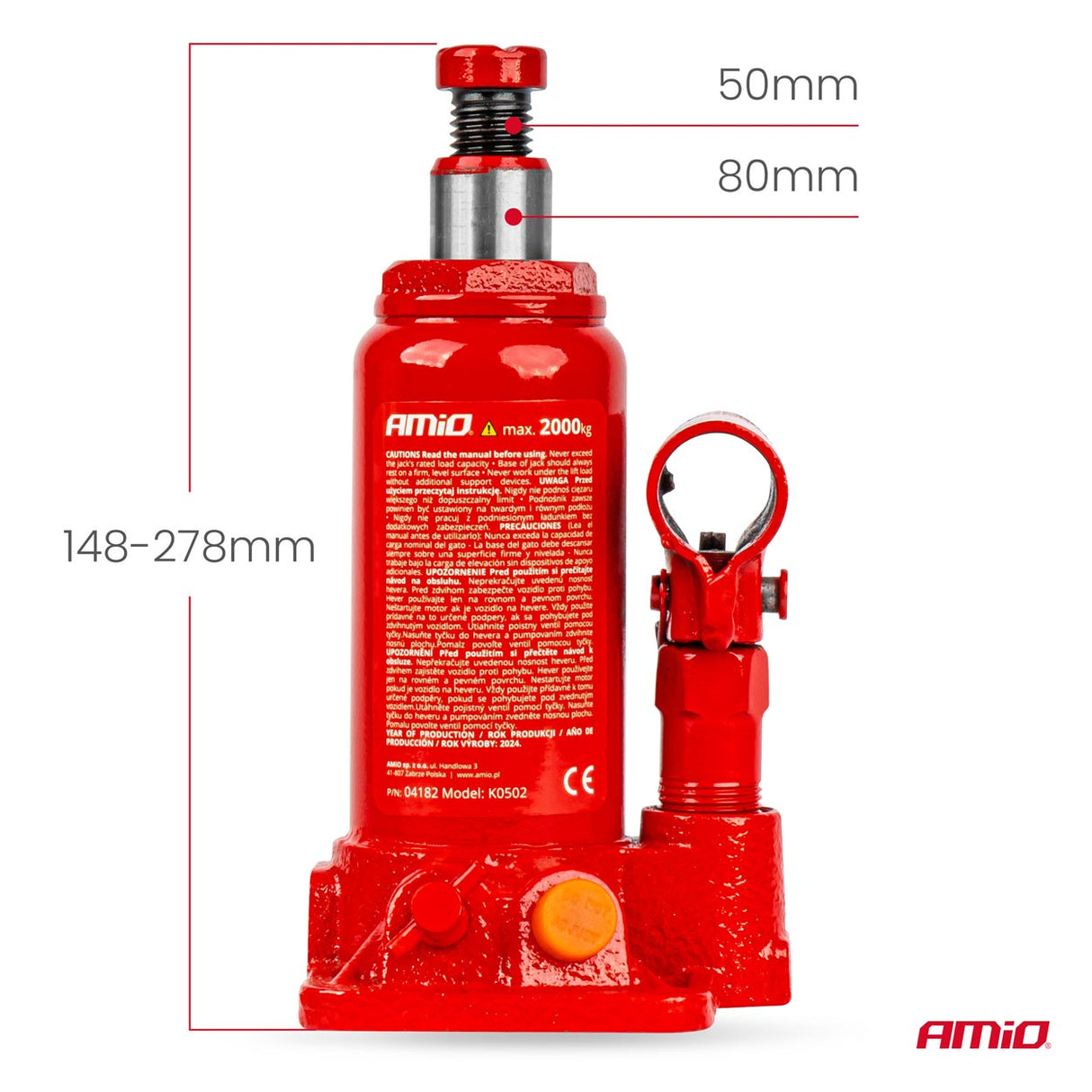 KRIK HIDRAULIK AM-04182 2-TON 148-278mm CE-Certif. (PVC-Box)