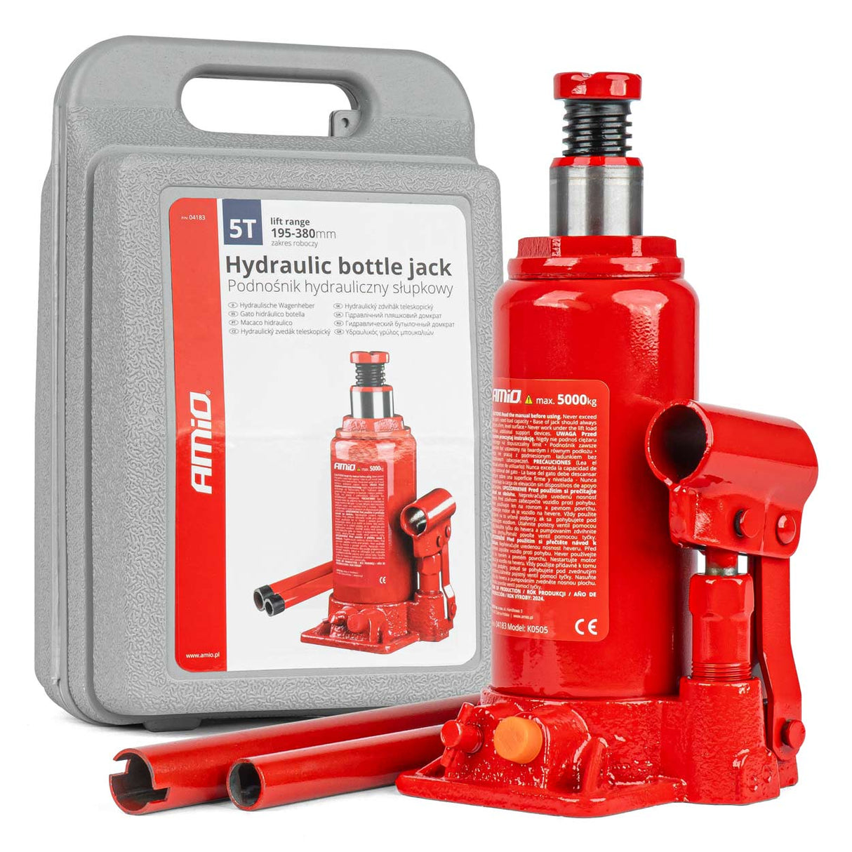 KRIK HIDRAULIK AM-04183 5-TON 195-380mm CE-Certif. (PVC-Box)