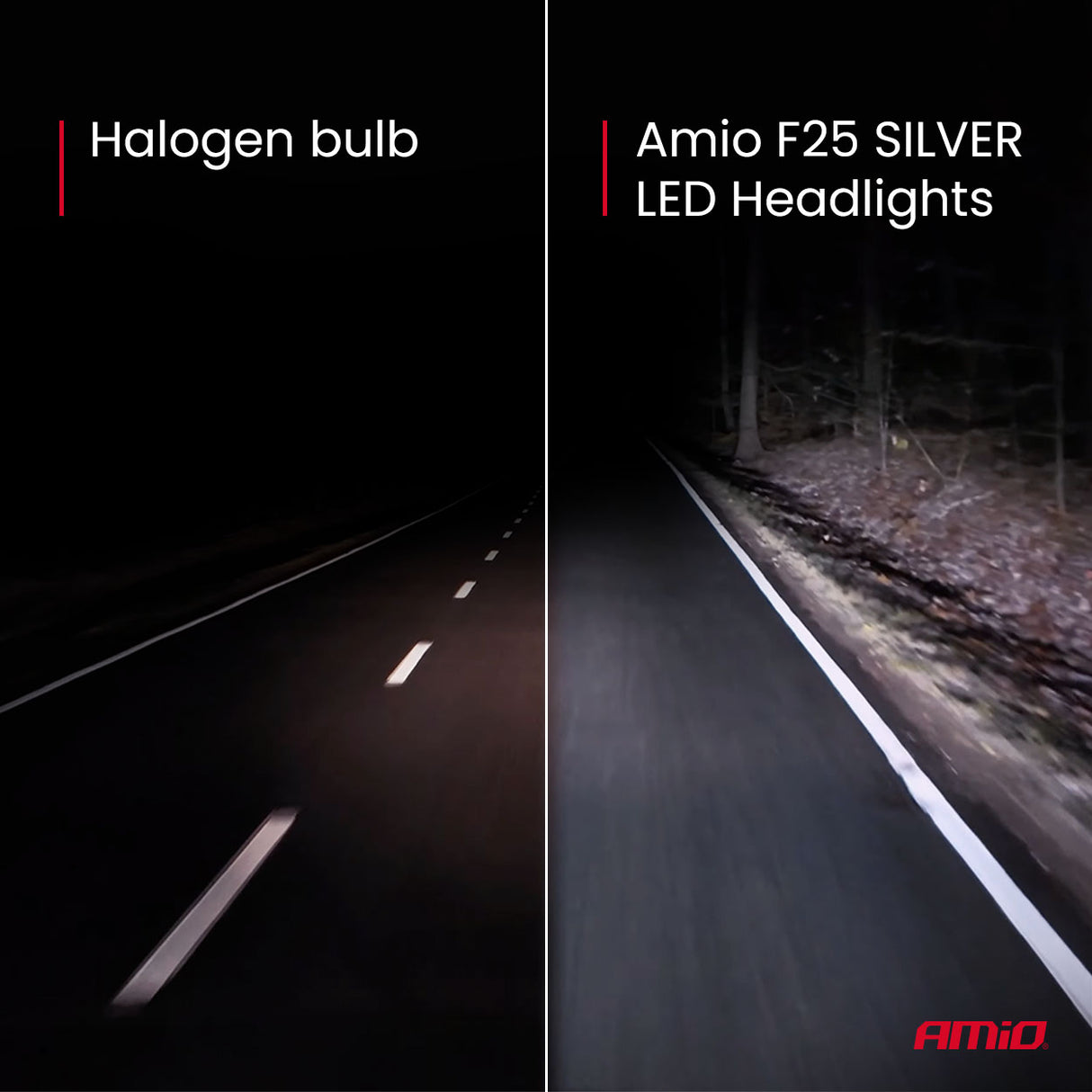 LLAMPA LED AMiO F25 SILVER-Series H8/ H9/ H11/ H16 AM-04705 FULL CANBUS 12/24V 62W 6000LM 6000K SET
