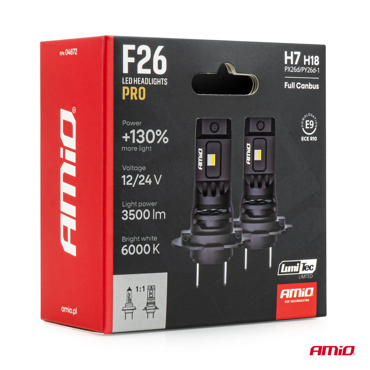 LLAMPA LED AMiO F26 PRO LUMITEC LIMITED-Series H7/ H18 AM-04872 DUO FULL CANBUS +130% 12/24V 68W 3500LM 6000K SET