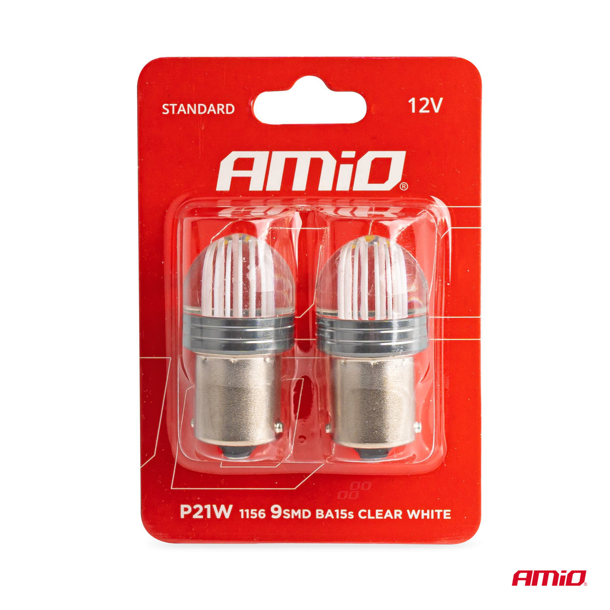 LLAMPA LED AMiO AM-02953 P21W 12V 9xSMD2835-LED 6000K Clear White 2 COPE