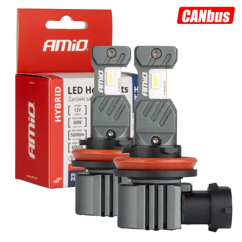 LLAMPA LED AMiO HYBRID-Series H8/ H9/ H11/ H16 AM-04116 CANBUS 12V 60W 5600LM 6000K SET