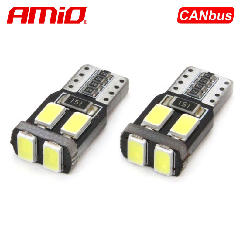 LLAMPA LED CANBUS AMiO AM-01622 5730-6SMD W5W 12V Te bardha