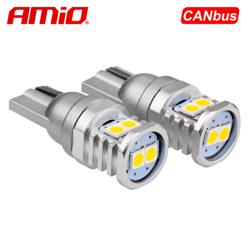 LLAMPA LED CANBUS AMiO AM-02801 3030-6SMD W5W W10W 12V/24V Te bardha