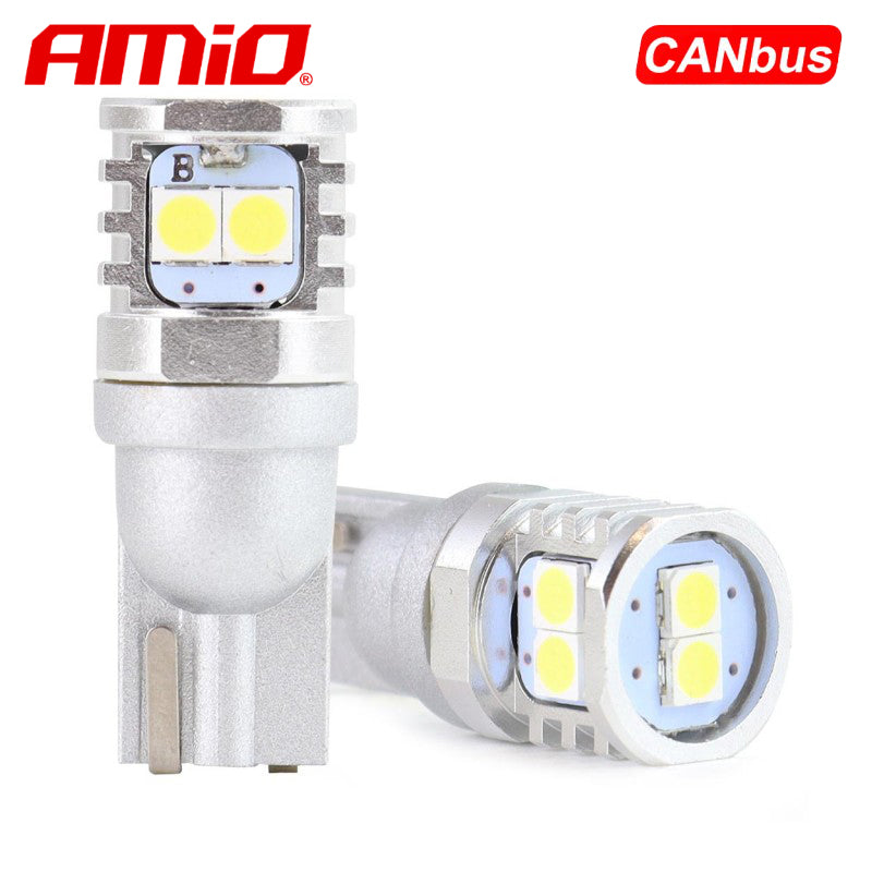 LLAMPA LED CANBUS AMiO AM-02801 3030-6SMD W5W W10W 12V/24V Te bardha