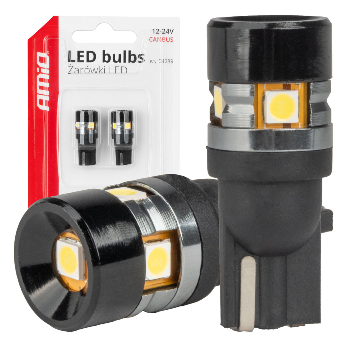 LLAMPA LED CANBUS AMiO AM-04239 5xSMD-3030 W5W 12-24V TE BARDHA 2 COPE