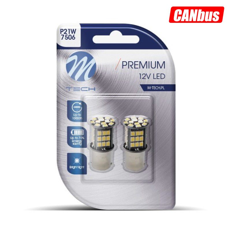 LLAMPA LED CANBUS M-Tech MT-LB354W P21W 12V 48xSMD2835-LED TE BARDHA B2