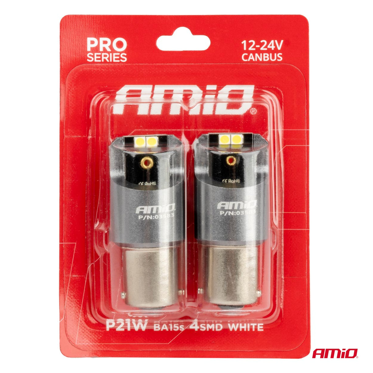 LLAMPA LED CANBUS PRO-Series AMiO AM-03583 4xSMD-3030 P21W 12V/24V White