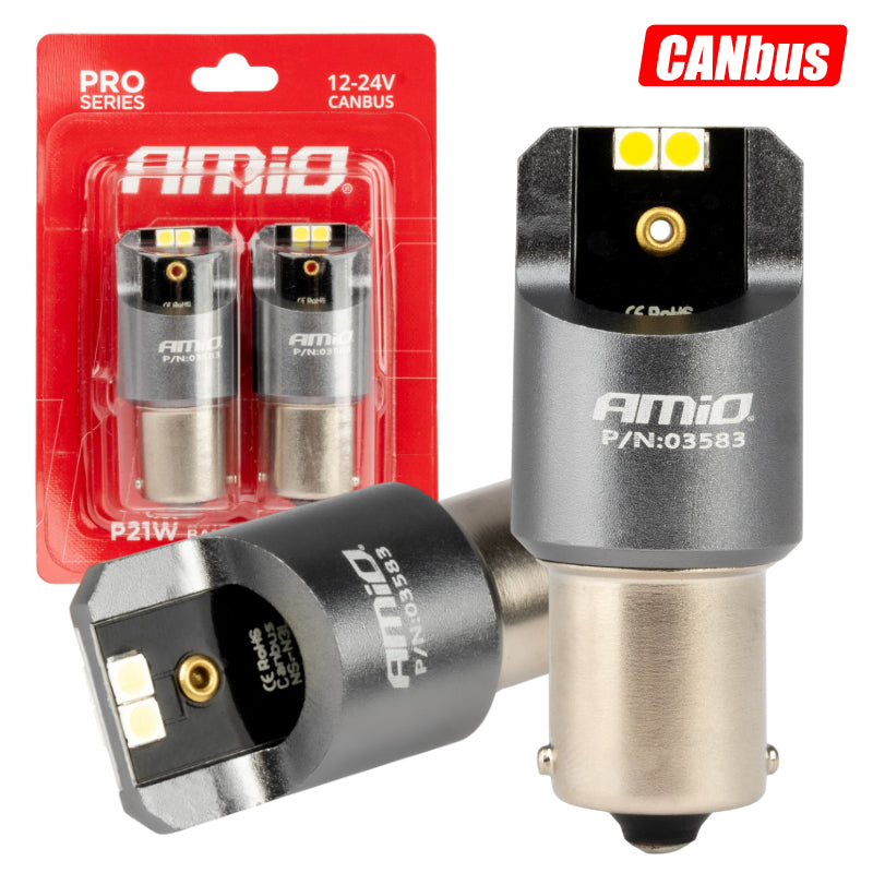 LLAMPA LED CANBUS PRO-Series AMiO AM-03583 4xSMD-3030 P21W 12V/24V White