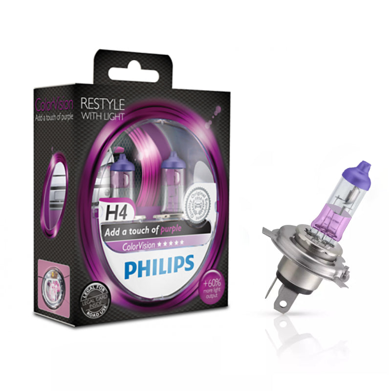 LLAMPA PHILIPS COLOR VISION PURPLE H4 12 V 60/55 W S2-12342 2 COPE