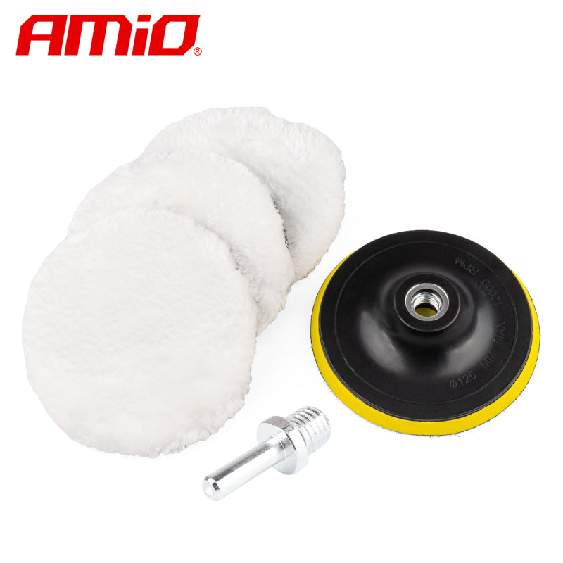SET TAMPONE LUCIDIMI AM-03236 WOOL POLISHING PADS 125mm 5-PJESE