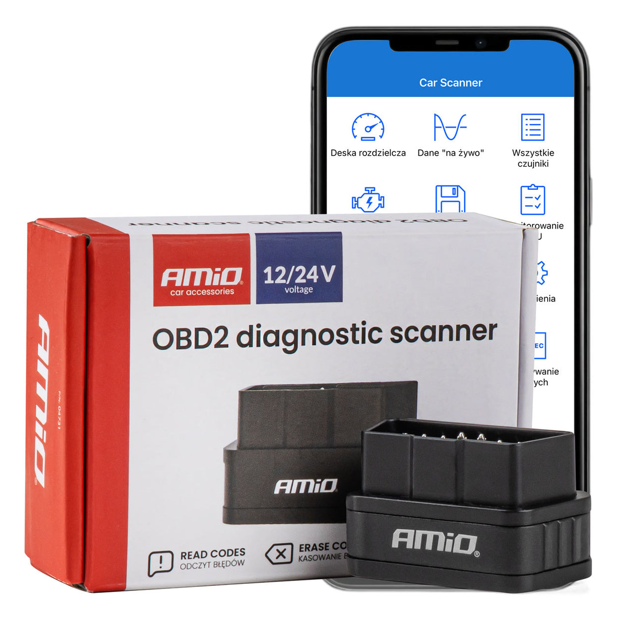SKANER DIAGNOSTIKIMI (LEXUES GABIMI) OBD2 AM-04731 12/24V WIRELESS OBD2 DIAGNOSTIC SCANNER