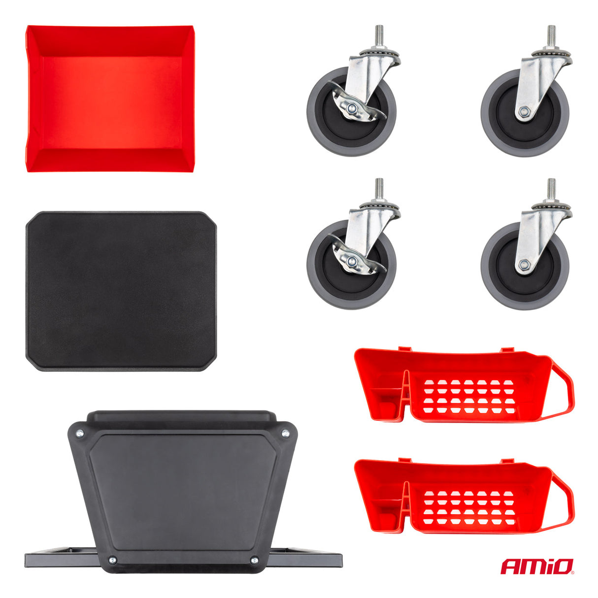 STOL ME RROTA PER SERVISE DHE DETAILER AM-04268 ROLLING WORK SEAT WITH TOOL STORAGE (MAX 150kg)