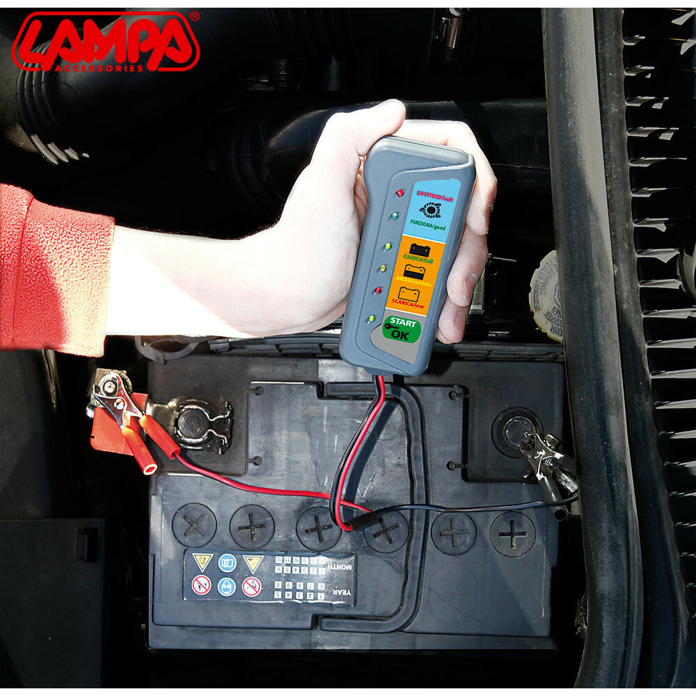 TESTER PER BATERI DHE ALTERNATOR LMP-74062 12V ME LED