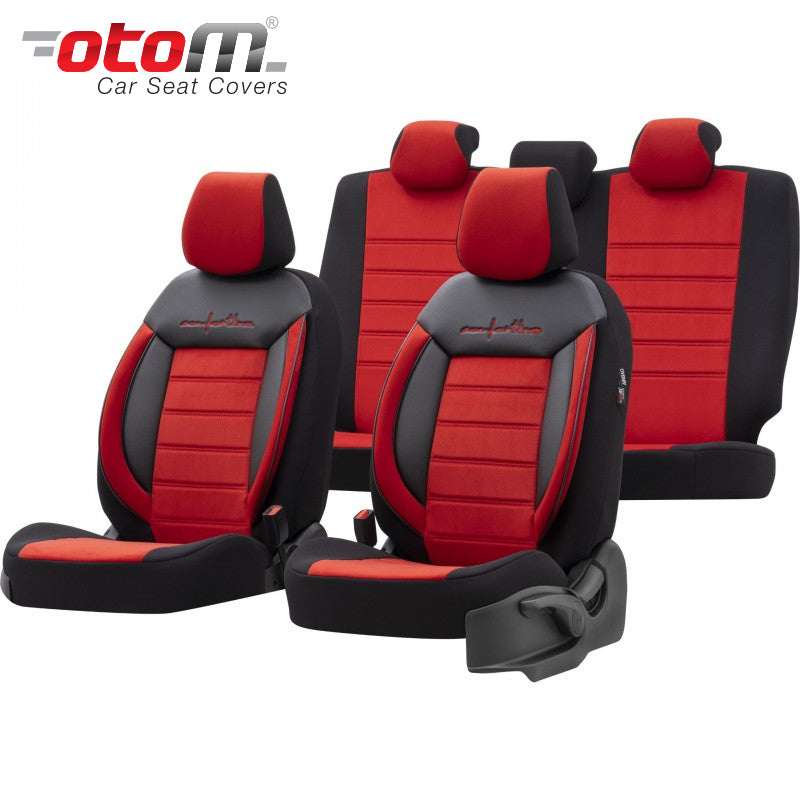 VESHJE SEDILJE OTOM COMFORTLINE CMF-207 BURNED FABRIC 3 ZINXHIRE AIRBAG (TE KUQE) SET