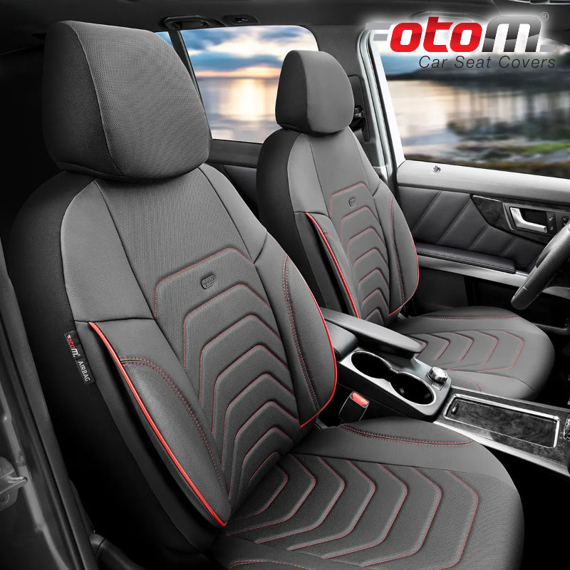 VESHJE SEDILJE OTOM CORE COR-3202 LEATHER 3 ZINXHIRE AIRBAG (BLACK+RED) SET
