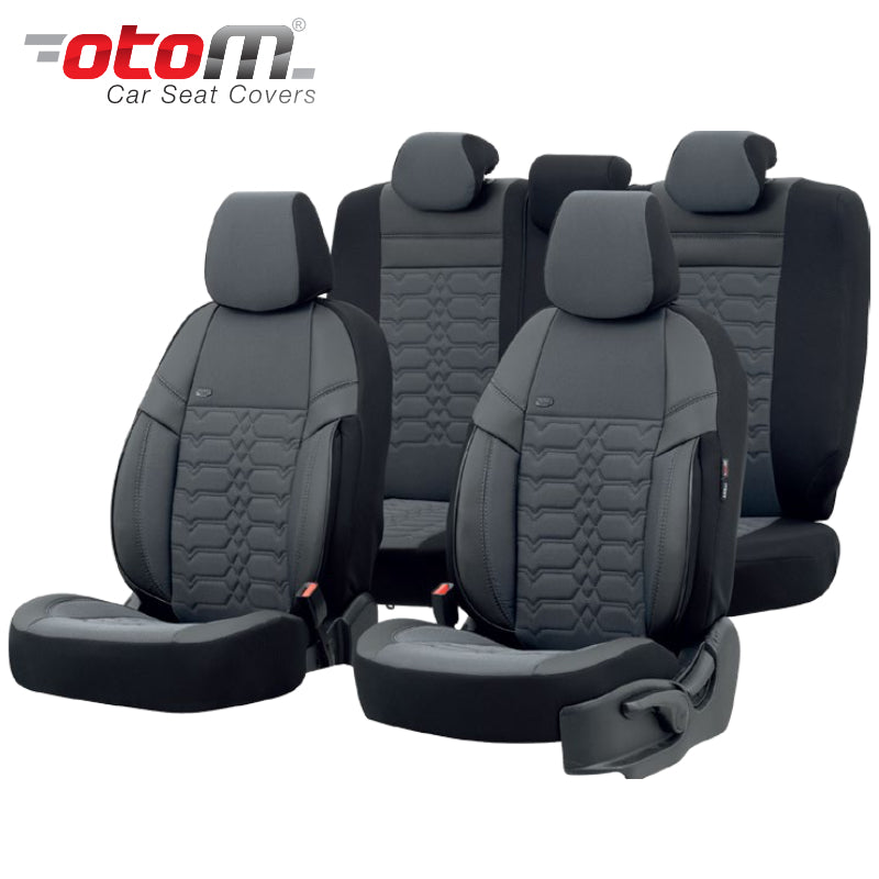 VESHJE SEDILJE OTOM ELEGANCE ELG-2702 JACQUARD-LEATHER 3 ZINXHIRE AIRBAG (BLACK+SMOKED) SET