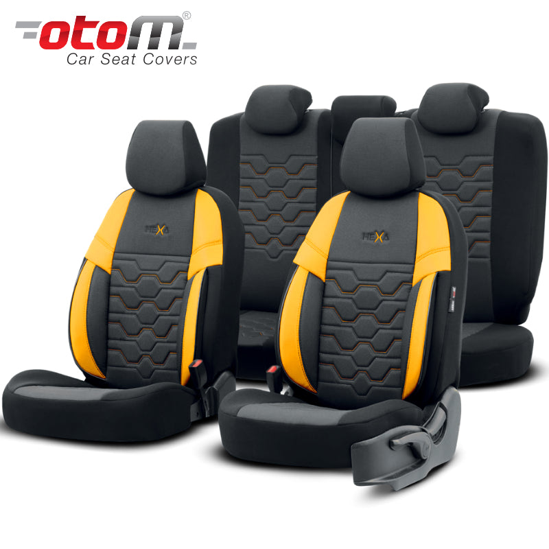 VESHJE SEDILJE OTOM HEXA HEX-2802 JACQUARD-LEATHER 3 ZINXHIRE AIRBAG (YELLOW+BLACK) SET
