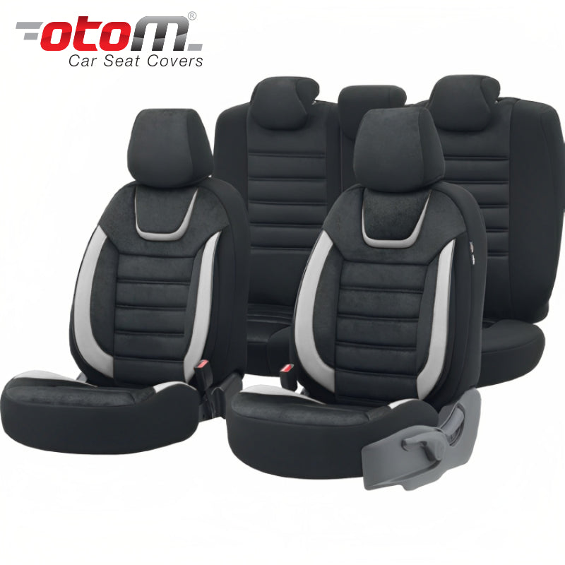VESHJE SEDILJE OTOM ICONIC ICN-702 SUEDE-LEATHER 3 ZINXHIRE AIRBAG (TE ZEZA-GRI) SET