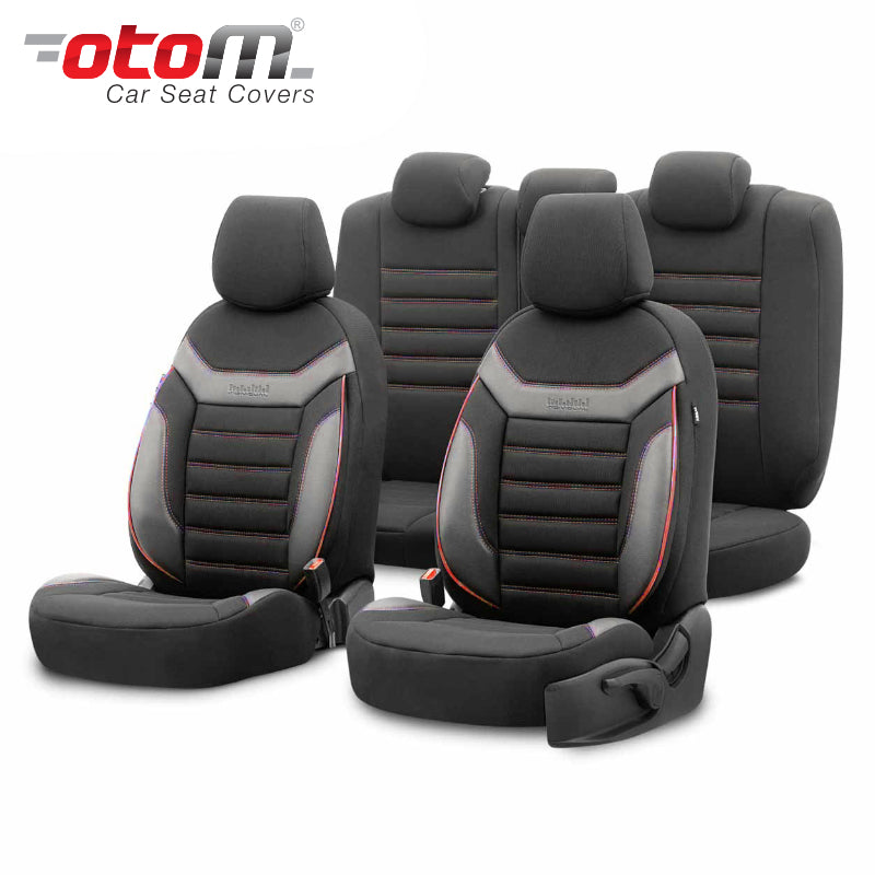 VESHJE SEDILJE OTOM INDIVIDUAL IND-201 LACOSTE-LEATHER 3-ZIPPER AIRBAG (BLACK+RED) SET