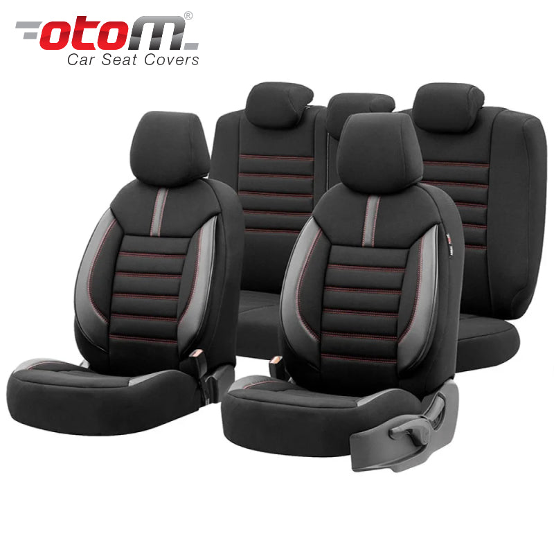 VESHJE SEDILJE OTOM LIMITED LMT-101 LACOSTE-LEATHER 3-ZIPPER AIRBAG (BLACK+RED) SET