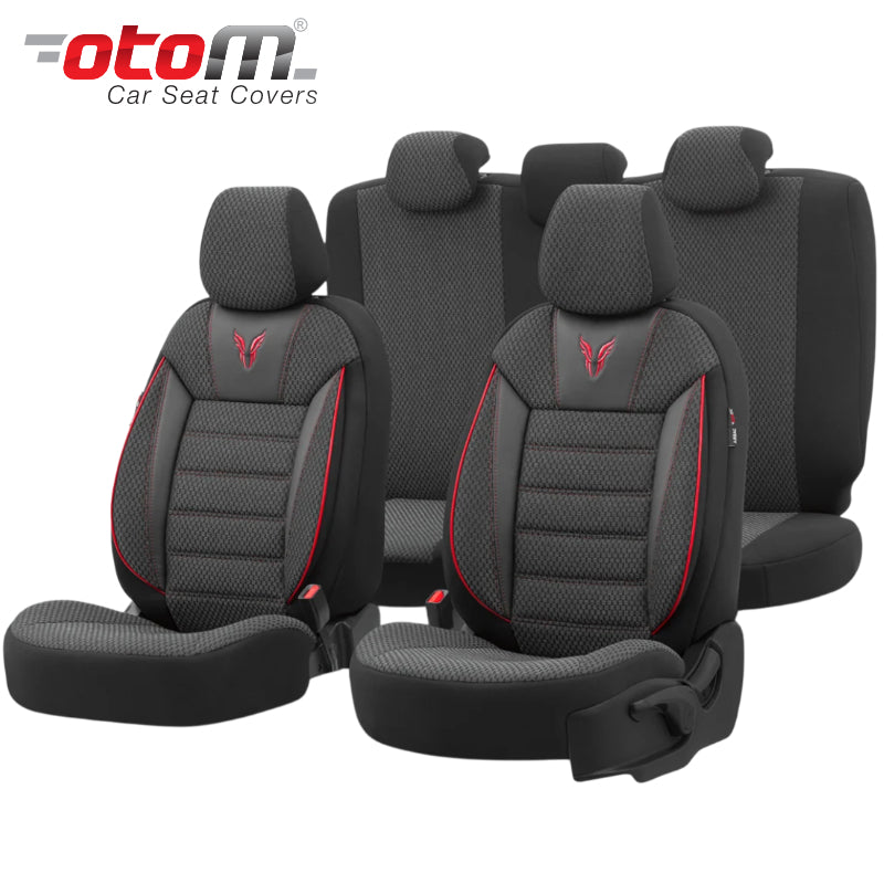 VESHJE SEDILJE OTOM TORO TRO-901 COTTON-LEATHER AIRBAG (BLACK+RED) SET