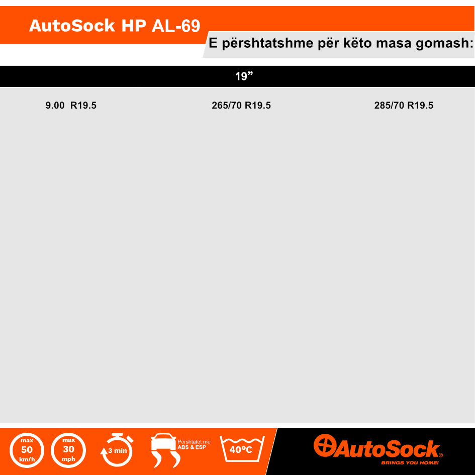 VESHJE GOMASH KAMIONI PER BORE DHE AKULL AUTOSOCK AL-69