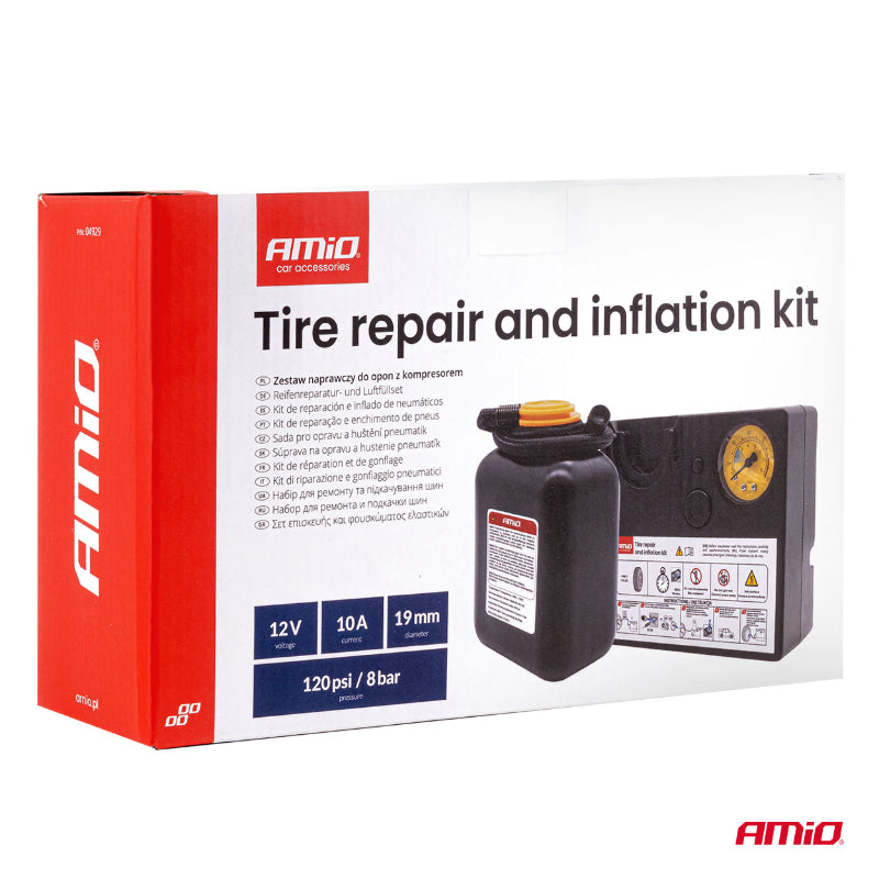 Komplet për riparimin dhe fryrjen e gomave AMiO AM-04929