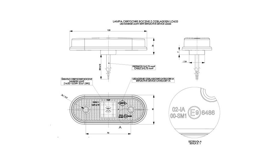 SINJAL KAMIONI LED MT-WMLHOR-633 12/24V 1-LED PORTOKALLI 1 COPE