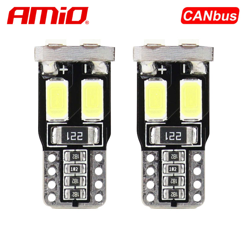 LLAMPA LED CANBUS AMiO AM-01622 5730-6SMD W5W 12V Te bardha