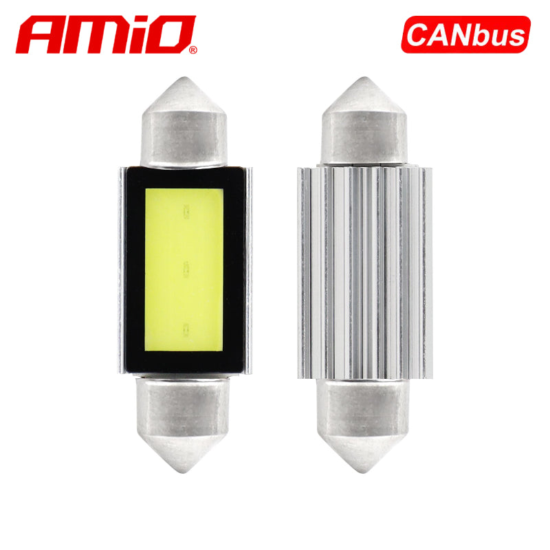LLAMPA LED CANBUS AMiO AM-01640 COB3 C5W C10W 39 mm 12V Te bardha