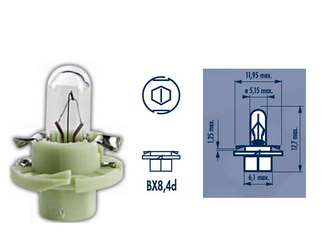 LLAMPA NARVA BAX 8.4D 2 W 12 V JESHILE E HAPUR C1-17054 1 COPE